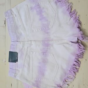 Purple Tie-Dye Fringe Women Shorts
